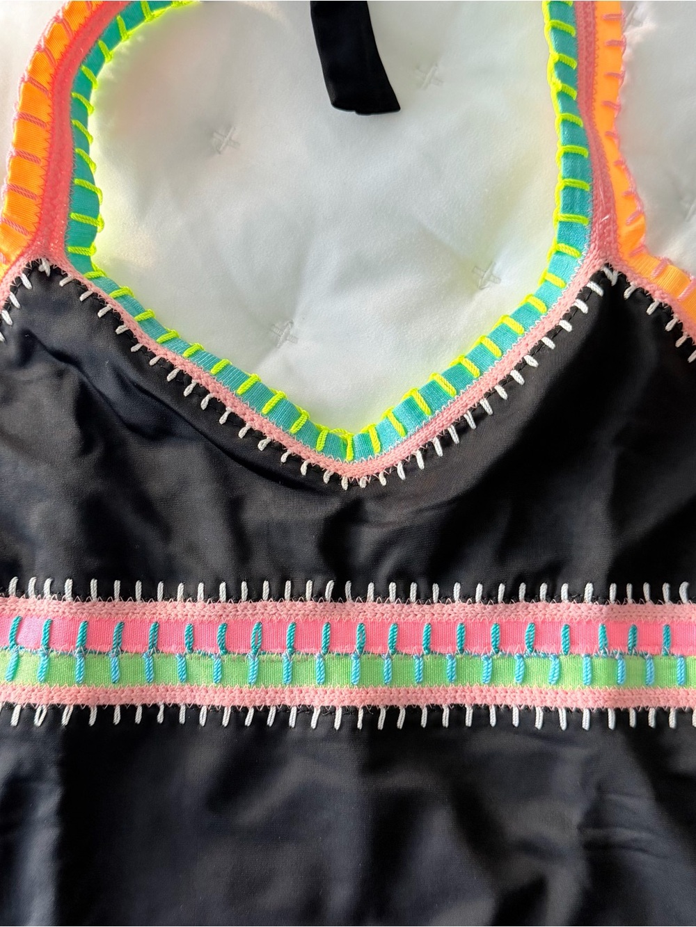 NWT PQ Swim Girls Halter One-Piece Swimsuit with Neon Trim - size 12 - Picture 6 of 7